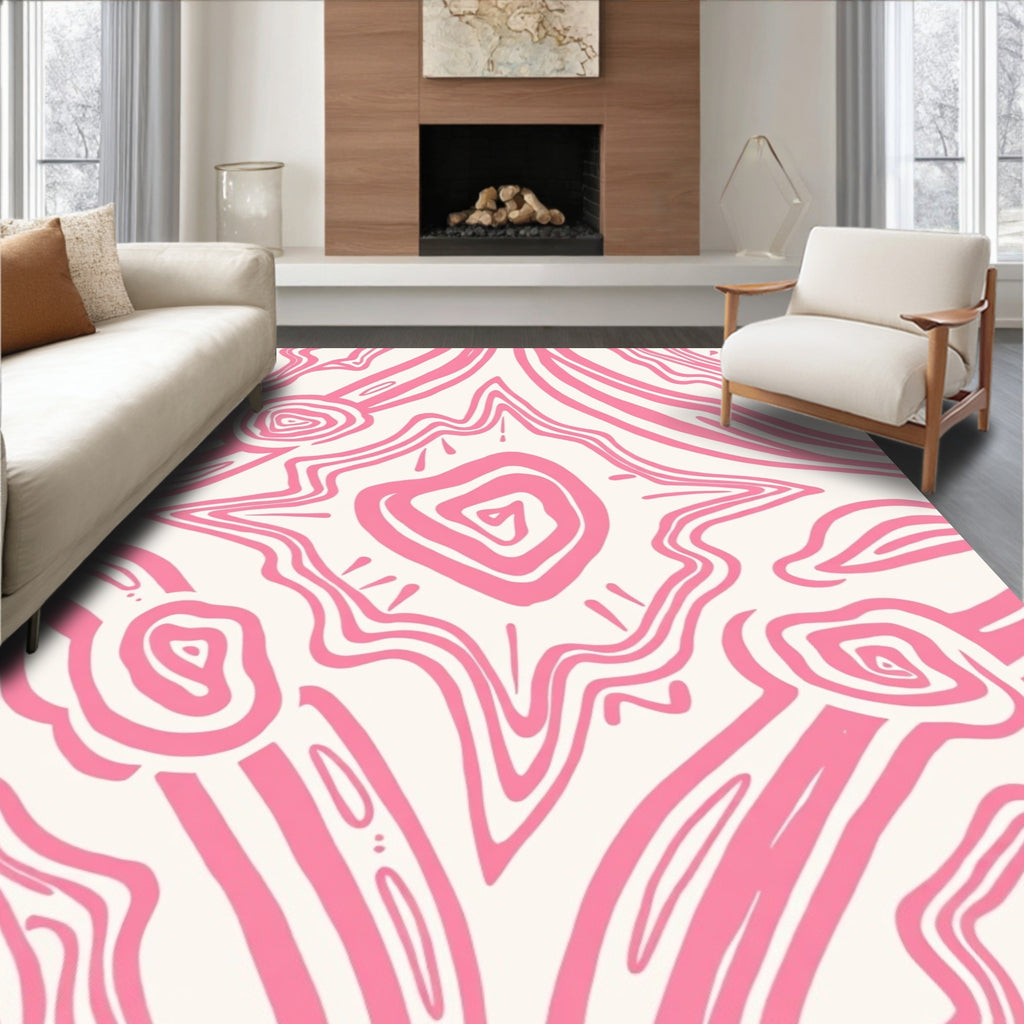 Abstract Pink Swirl Pattern Rug