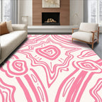 Abstract Pink Swirl Pattern Rug