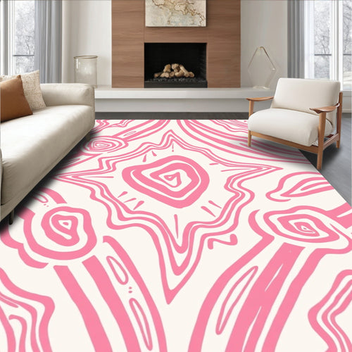 Abstract Pink Swirl Pattern Rug