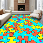 Colorful Puzzle Piece Pattern Design Rug