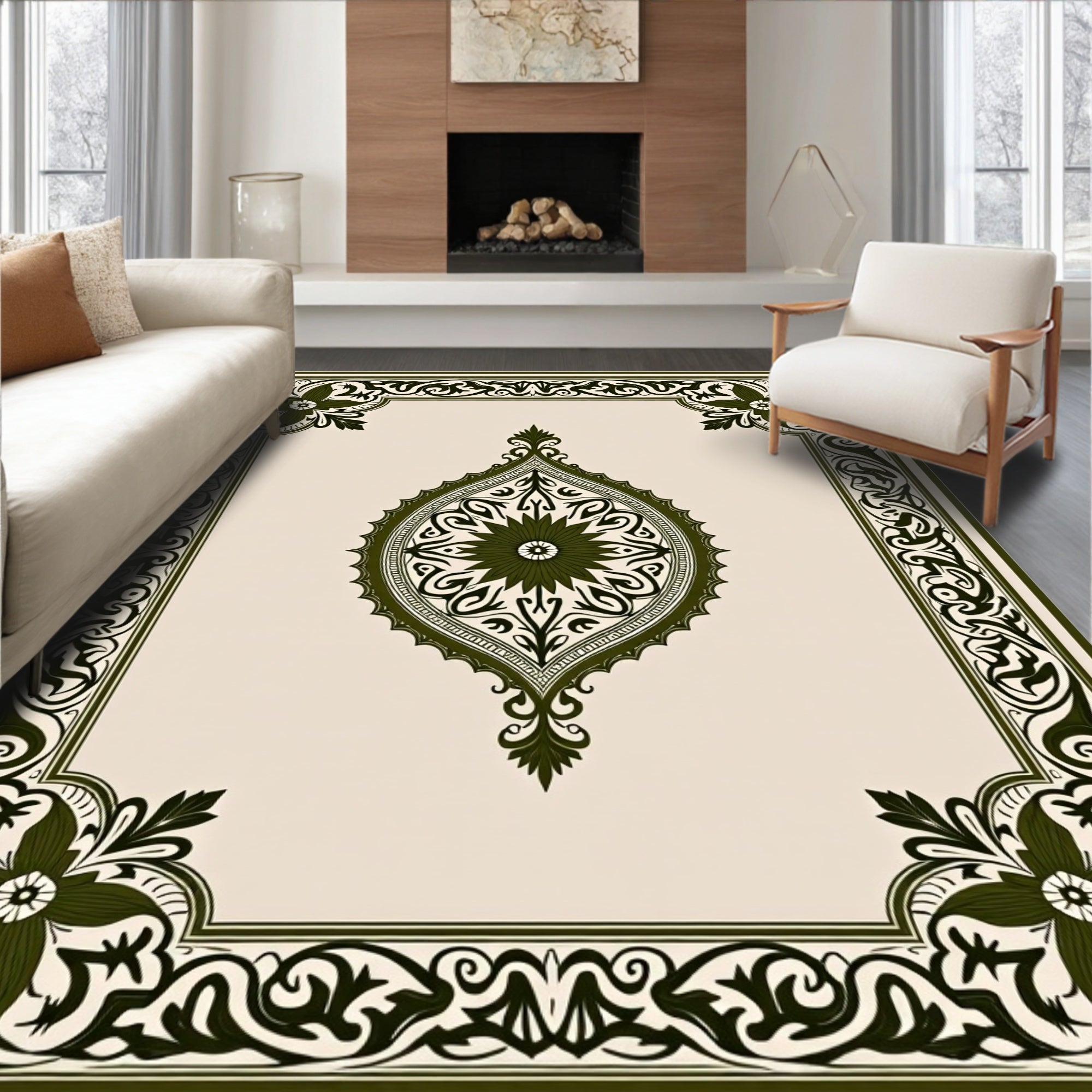 Ornate Floral Mandala Pattern Rug