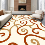 Curving Swirls Warm Toned Pattern Rug