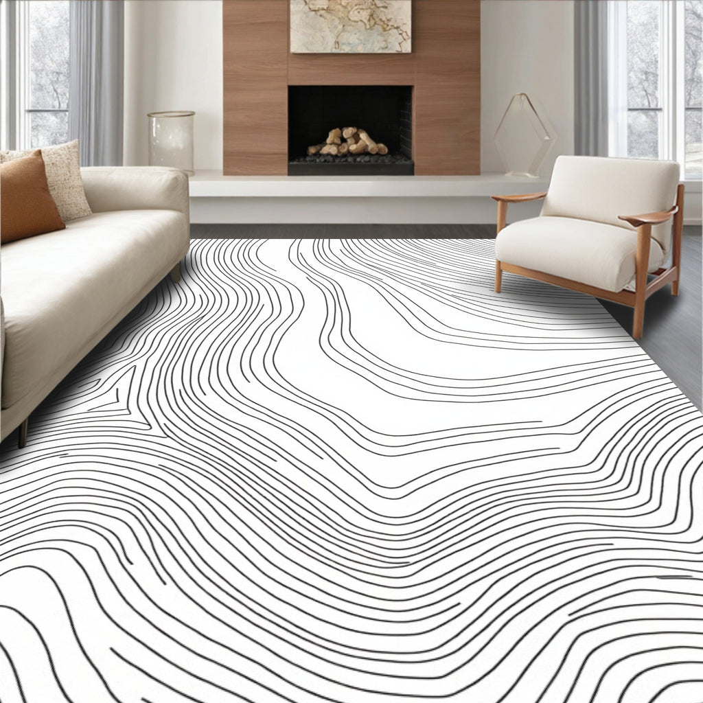Contour Lines Abstract Modern Rug