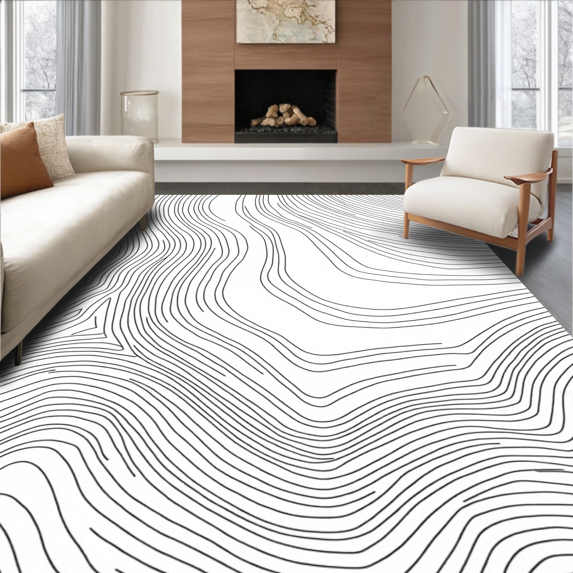 Contour Lines Abstract Modern Rug