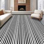 Bold Black White Strips Pattern Rug