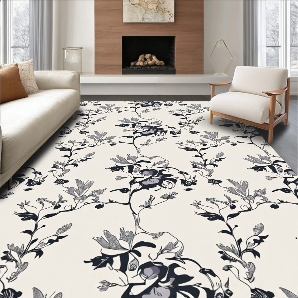 Chic Floral Vine Pattern Rug