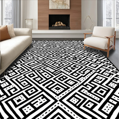 Abstract Geometric Maze Pattern Rug