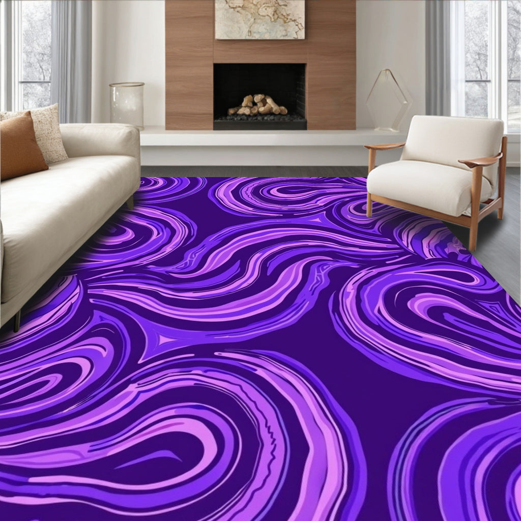 Abstract Swirls Purple Pattern Rug