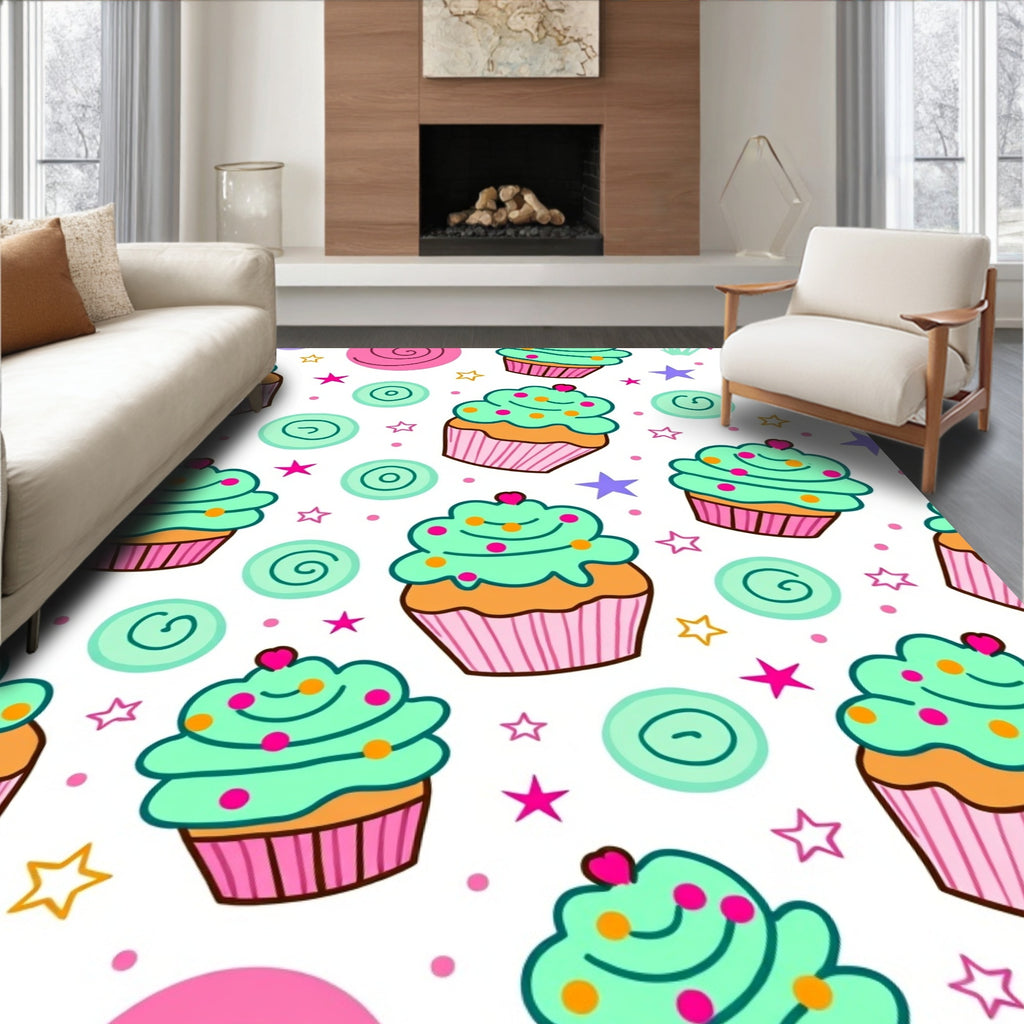 Happy Cupcakes With Star Sprinkles Rug