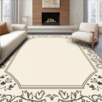 Ornate Floral Leaf Border Design Rug