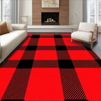 Classic Red Black Buffalo Check Pattern Rug