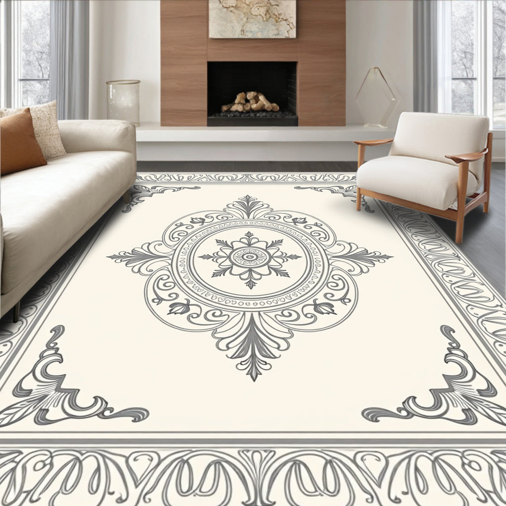Elegant Floral Symmetry Design Rug