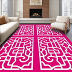 Ornate White Geometric Lattice Design Rug