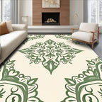 Ornate Green Vintage Floral Medallion Rug