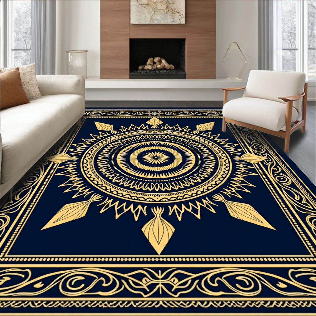 Intricate Sunburst Mandala Design Rug