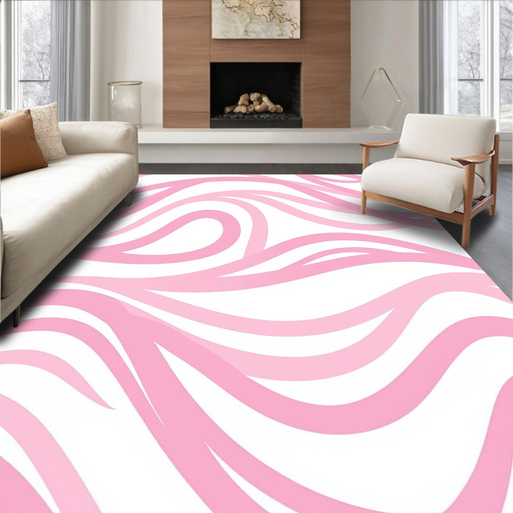 Sweet Pink Swirl Abstract Pattern Rug