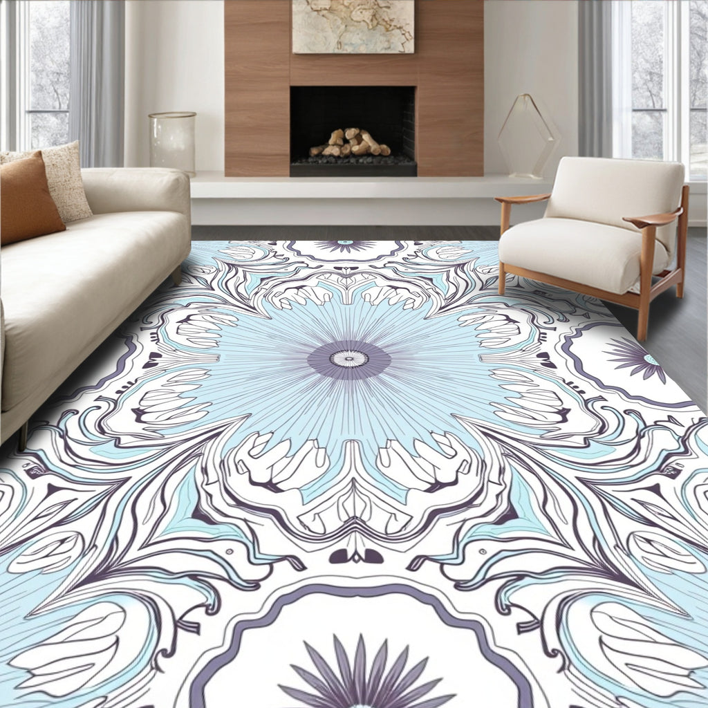 Intricate Floral Mandala Pattern Design Rug
