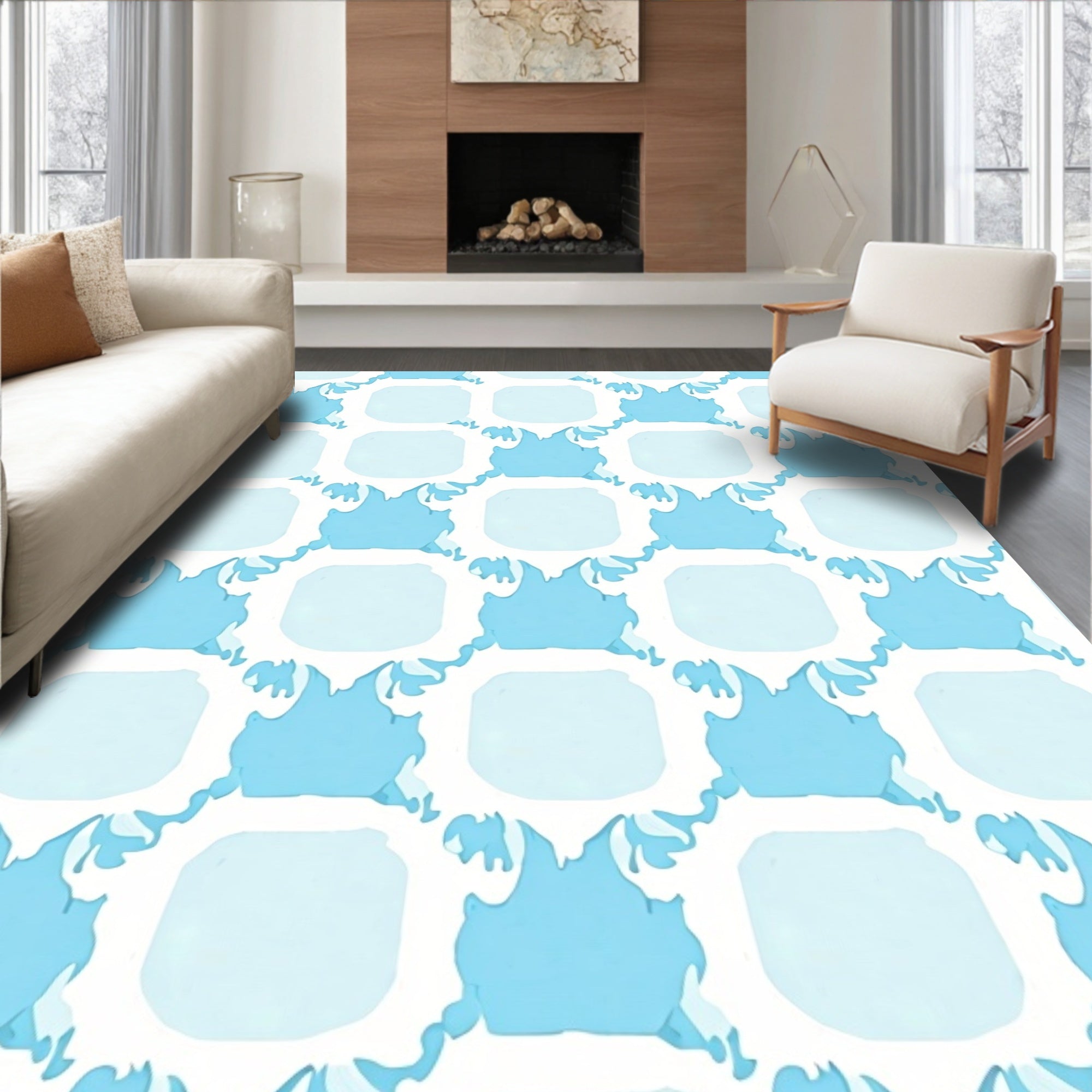Cool Geometric Fluid Pattern Rug