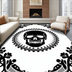 Gothic Black Skull Medallion Baroque Rug