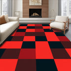Red Black Checkered Design Rug