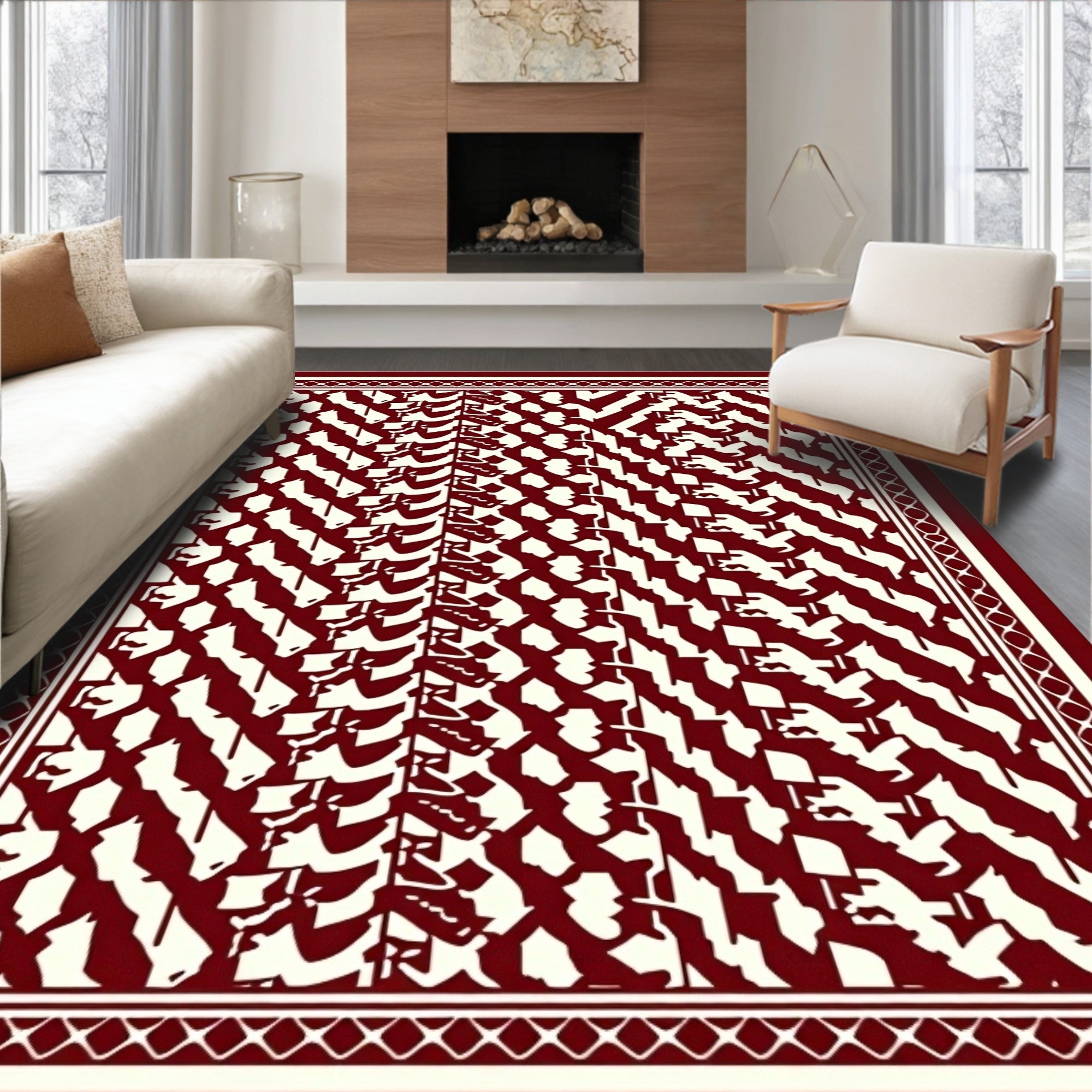 Bold Abstract Chevron Geometric Pattern Rug