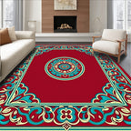 Ornamental Floral Border Medallion Design Rug