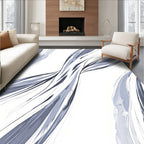 Abstract Blue White Swirls Design Rug