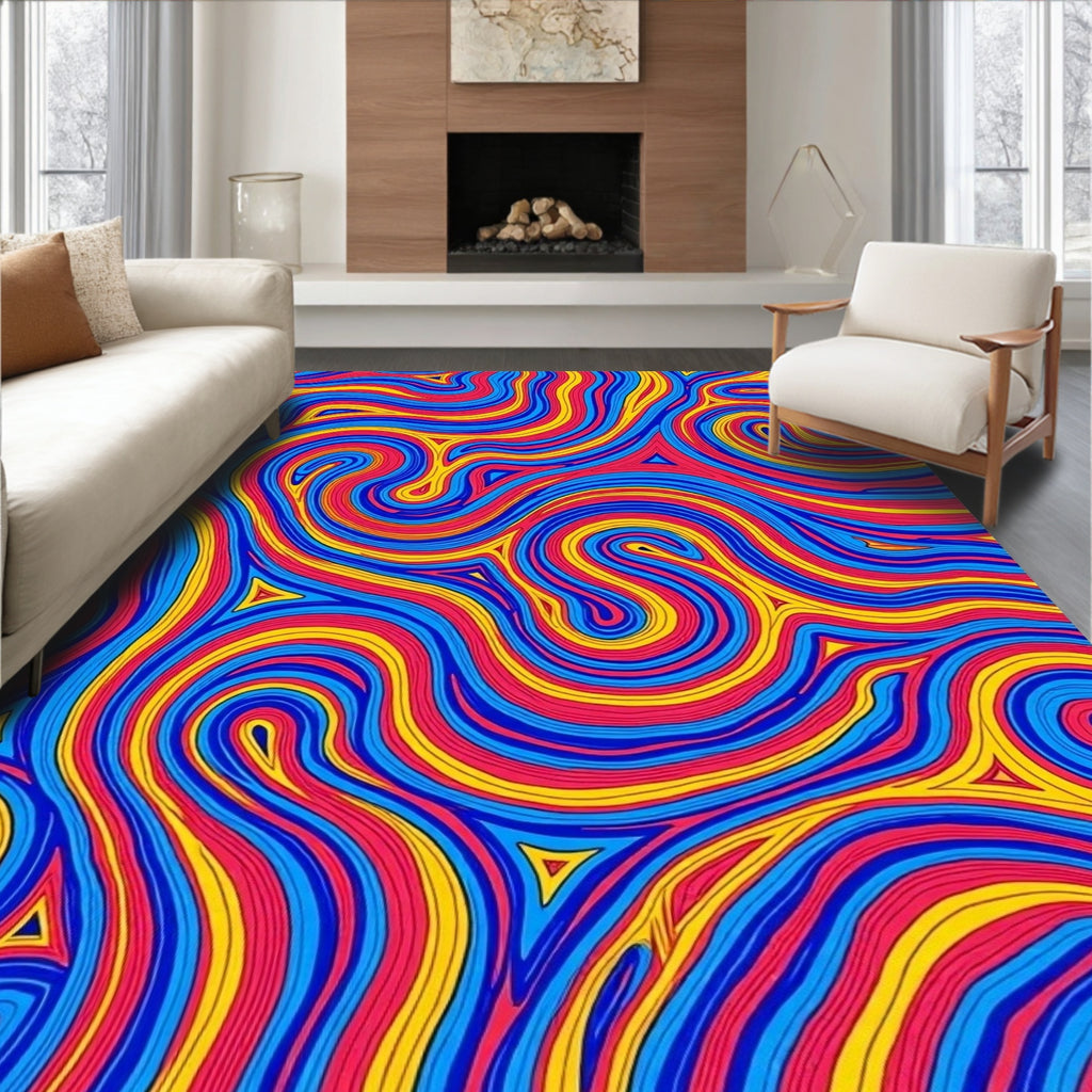 Swirling Triangles Vibrant Flow Rug