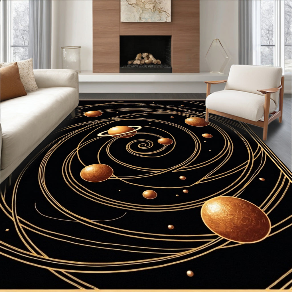 Cosmic Spiral Planet Pattern Design Rug