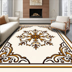 Ornate Golden Floral Medallion Rug