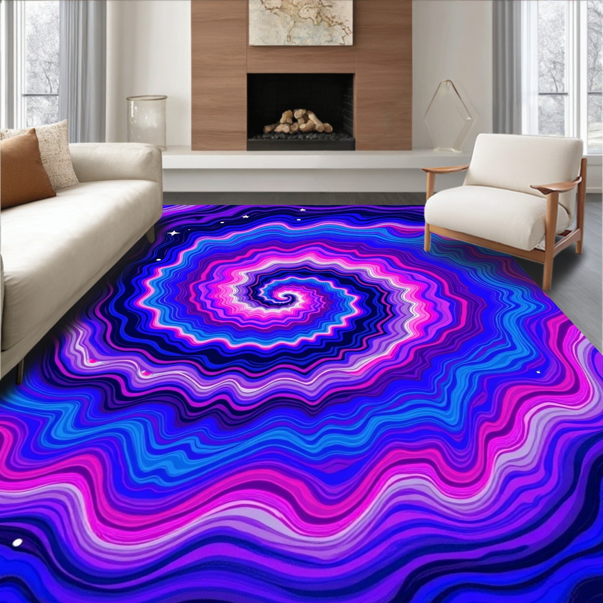 Vibrant Swirl Galaxy Pattern Rug