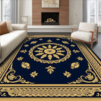 Ornate Gold Floral Medallion Rug