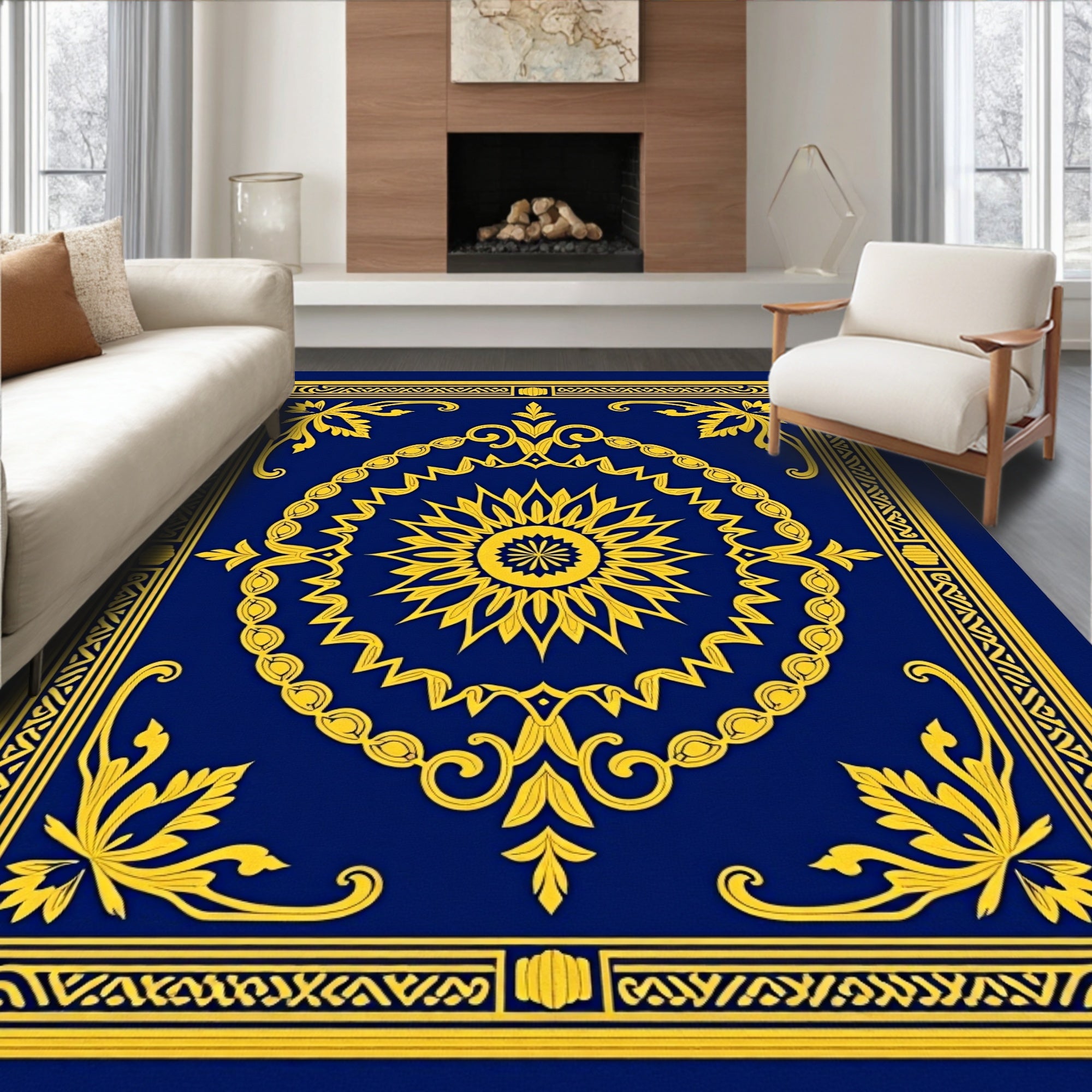 Royal Sun Scroll Pattern Rug