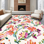 Vibrant Floral Silhouette Abstract Rug