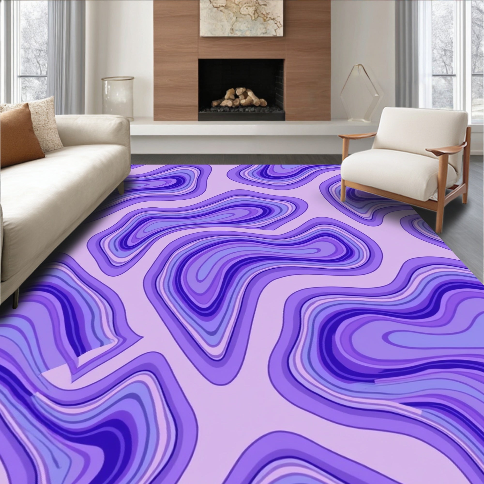 Purple Agate Swirl Pattern Rug