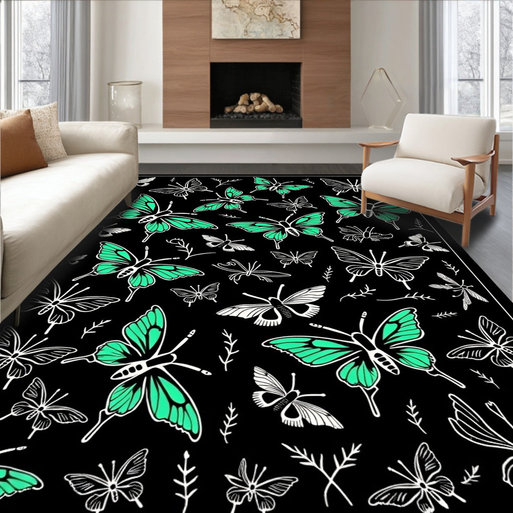 Emerald Wings Butterfly Scatter Rug