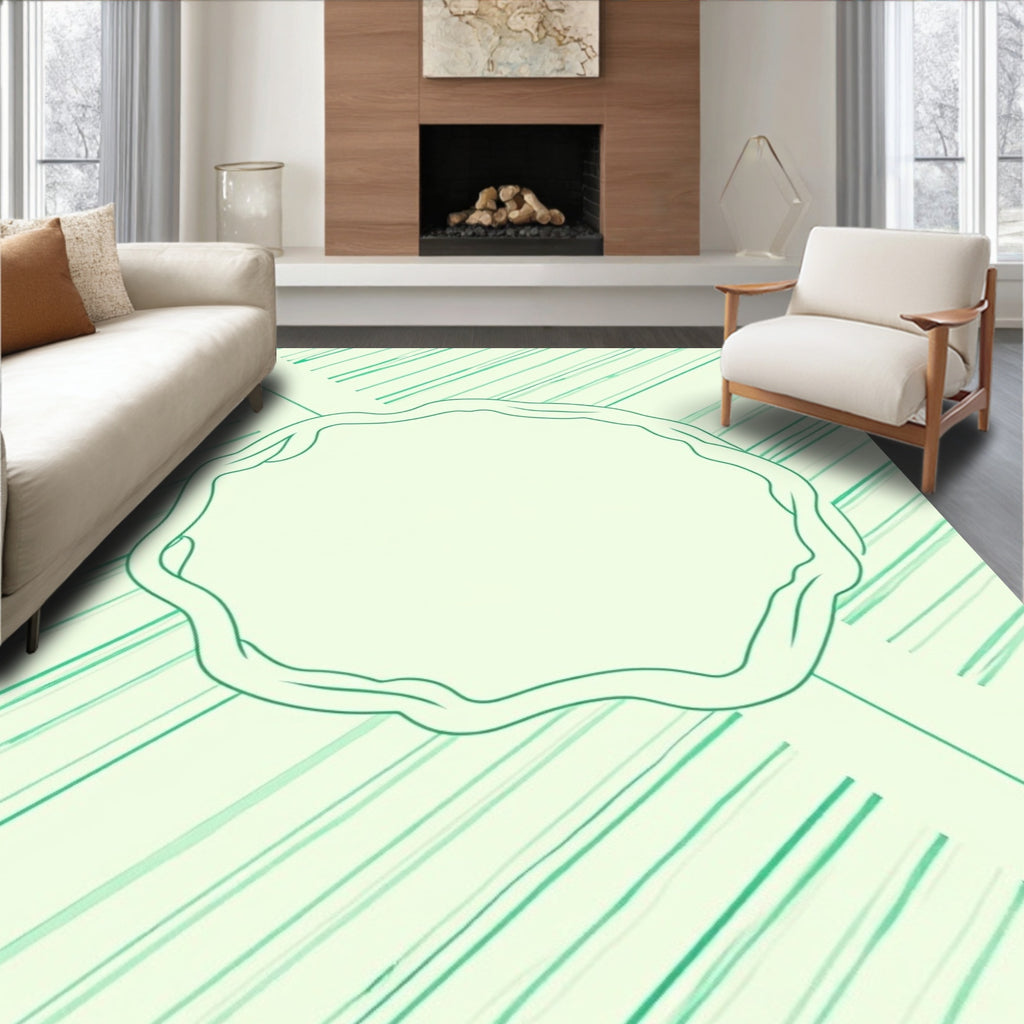 Mint Green Diagonal Stripe Organic Rug
