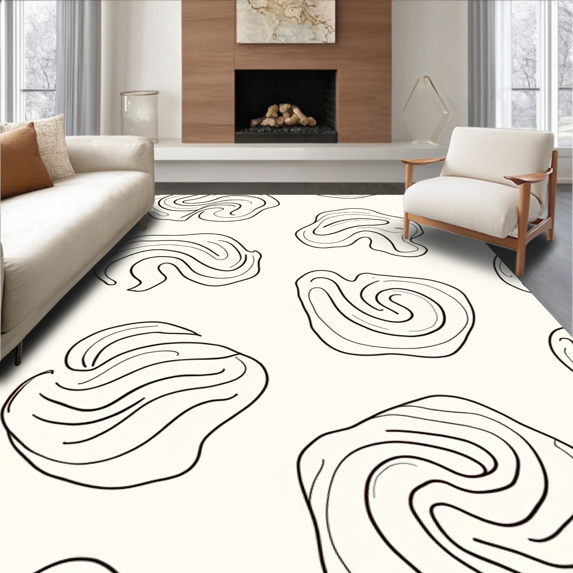 Abstract Swirl Contour Pattern Rug