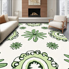 Fresh Green Floral Pattern Rug