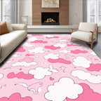 Pink and White Sky Clouds Pattern Rug