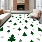 Evergreen Forest Snowflake Collage Rug
