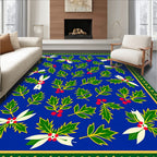 Blue Holly Berry Branch Medley Swirls Rug