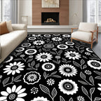 Classic White Floral Pattern Rug