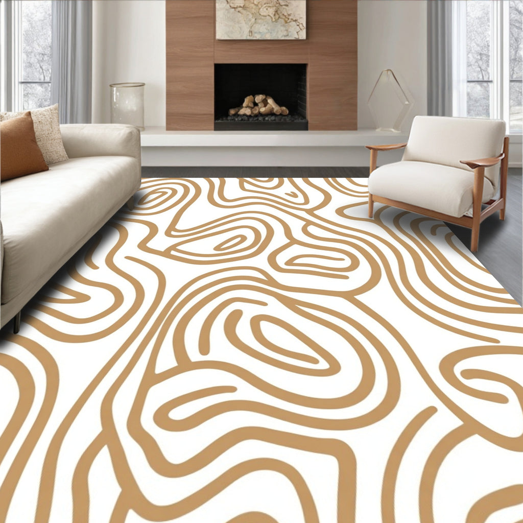 Abstract Wood Grain Flowing Lines Rug