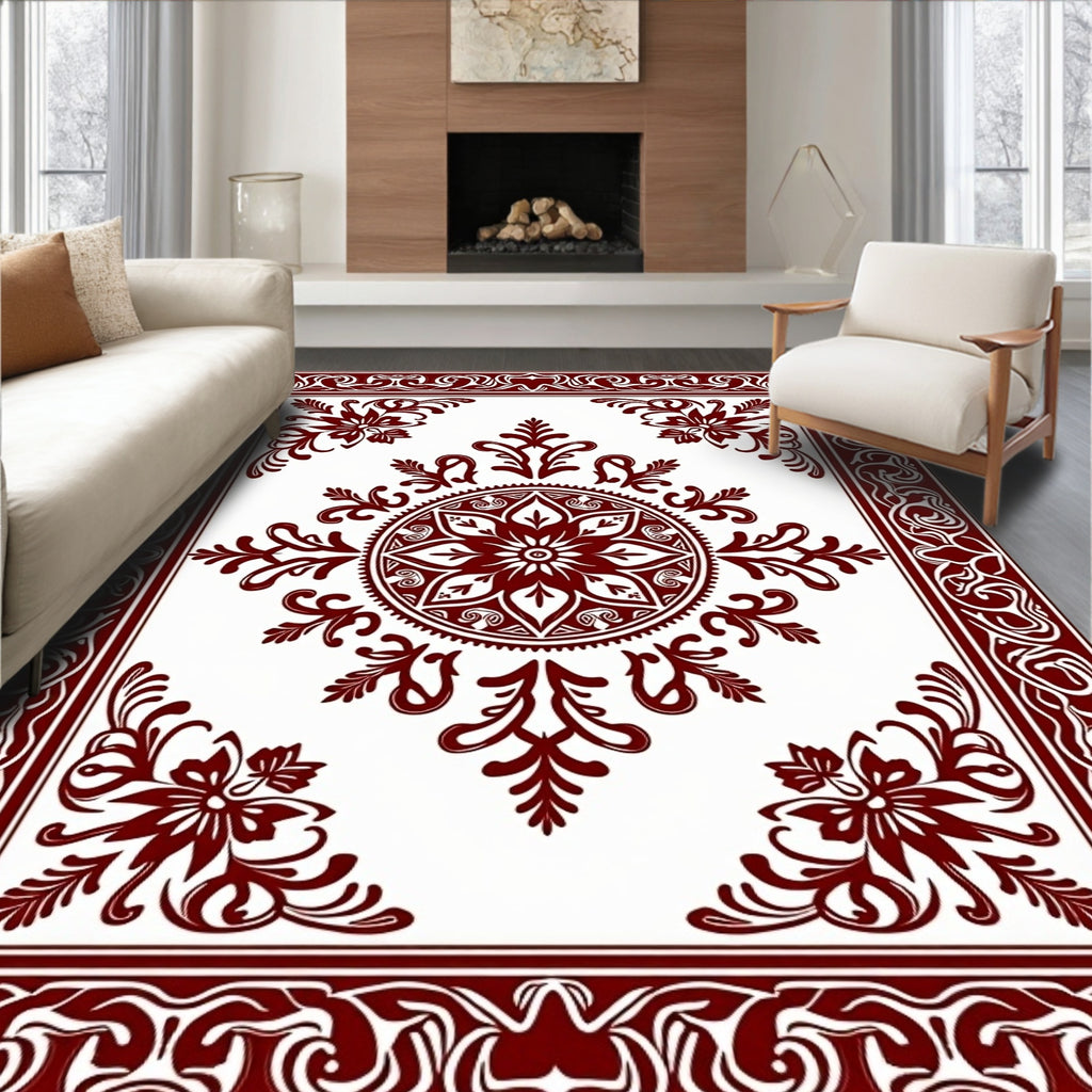 Elegant Floral Medallion Border Rug
