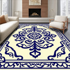 Classic Blue Floral Medallion Pattern Rug