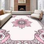 Pink Floral Scrollwork Decorative Rug