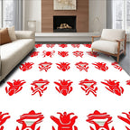 Bold Red Creature Pattern Design Rug