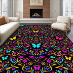 Vibrant Butterfly And Floral Pattern Rug