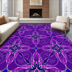 Ornate Purple Floral Geometric Pattern Rug